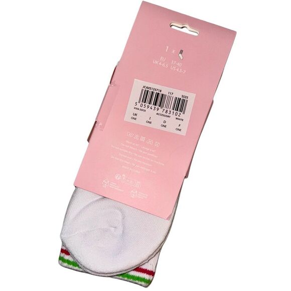 Juicy Couture White & Pink VIVA LA JUICY Women’s Ribbed Crew Athletic Socks - Picture 9 of 11